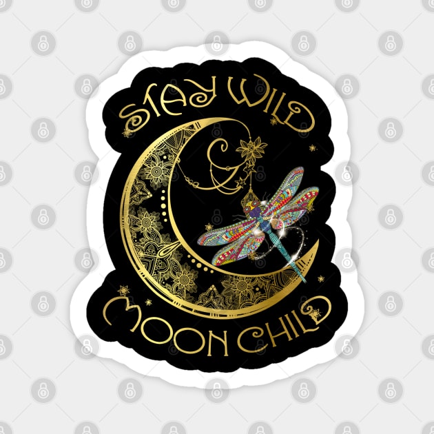 Stay Wild Moon Child Hippie Dragonfly Sticker by Raul Caldwell